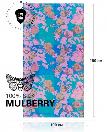 Палантин Женский SN40-WATER.FLOWER/BLUE