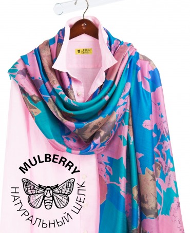 Палантин Женский SN40-WATER.FLOWER/BLUE