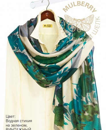 Палантин Женский SN40-WATER.FLOWER/GREEN