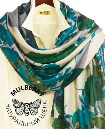Палантин Женский SN40-WATER.FLOWER/GREEN