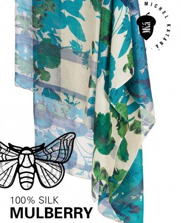 Палантин Женский SN40-WATER.FLOWER/GREEN