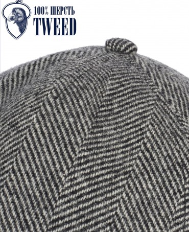 Кепка с козырьком, Бейсболка Мужская-Унисекс TWEED GLASGOW CLOUD из твида (Плотная Костюмно-Блейзерная ШЕРСТЬ) TWEED.6-GLASGOW/CLOUD