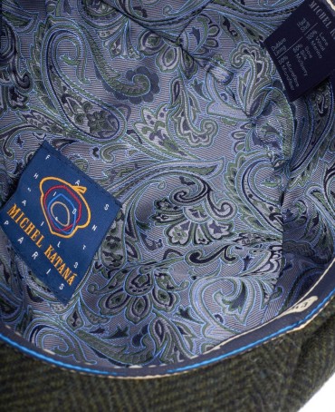 Кепка с козырьком, 8ми-клинка Мужская-Унисекс TWEED EDINBURG MOSS из твида (Плотная Костюмно-Блейзерная ШЕРСТЬ) TWEED.8-EDINBURG/MOSS