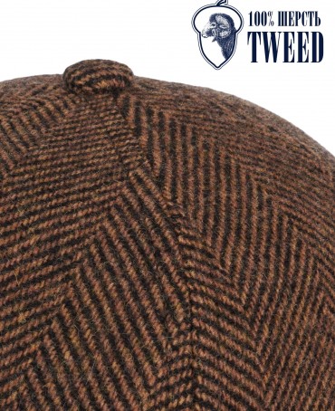 Кепка с козырьком, Бейсболка Мужская-Унисекс TWEED GLASGOW TERRELLE из твида (Плотная Костюмно-Блейзерная ШЕРСТЬ) TWEED.6-GLASGOW/TERRELLE