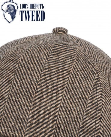 Кепка с козырьком, Бейсболка Мужская-Унисекс TWEED GLASGOW LATE MIST из твида (Плотная Костюмно-Блейзерная ШЕРСТЬ) TWEED.6-GLASGOW/LATE.MIST