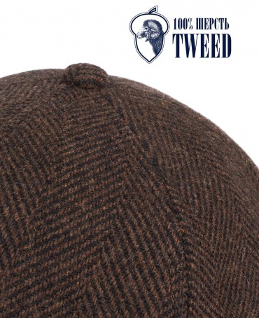 Кепка с козырьком, Бейсболка Мужская-Унисекс TWEED GLASGOW ACORN из твида (Плотная Костюмно-Блейзерная ШЕРСТЬ) TWEED.6-GLASGOW/ACORN