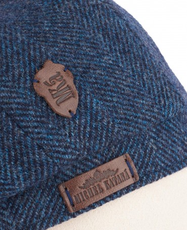 Кепка с козырьком, 8ми-клинка Мужская-Унисекс TWEED EDINBURG MARIN MIST из твида (Плотная Костюмно-Блейзерная ШЕРСТЬ) TWEED.8-EDINBURG/MARIN.MIST