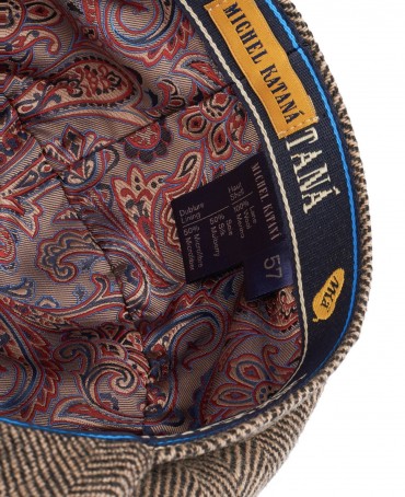 Кепка с козырьком, 8ми-клинка Мужская-Унисекс TWEED EDINBURG LATE MIST из твида (Плотная Костюмно-Блейзерная ШЕРСТЬ) TWEED.8-EDINBURG/LATE.MIST