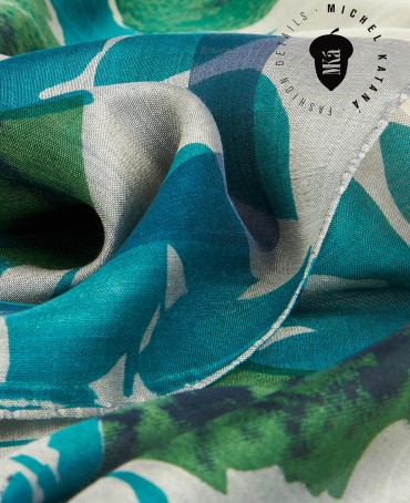 Палантин Женский SN40-WATER.FLOWER/GREEN