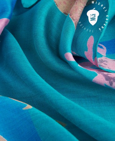 Палантин Женский SN40-WATER.FLOWER/BLUE