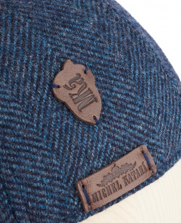 Кепка с козырьком, Бейсболка Мужская-Унисекс TWEED GLASGOW MARIN MIST из твида (Плотная Костюмно-Блейзерная ШЕРСТЬ) TWEED.6-GLASGOW/MARIN.MIST