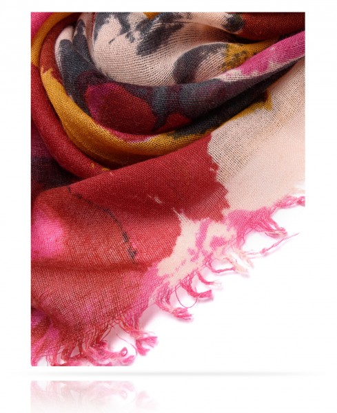Полупрозрачный шерстяной Палантин из ручной пряжи ЖАР-ПТИЦА JW70-LAB.MYSTIQUE/ROSE