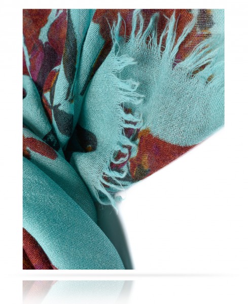 Полупрозрачный шерстяной Палантин из ручной пряжи РОЗЫ В ПРОЗРАЧНОЙ ВОДЕ JW70-ROSES.DAMOUR/TURRET