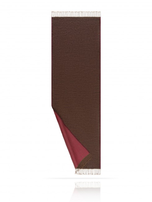 Палантин из двухсторонней объемной шерсти ВИШНЯ В ШОКОЛАДЕ W230-PLAID/MAGENTA.BRUN