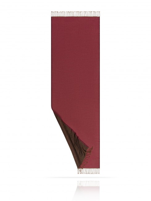Палантин из двухсторонней объемной шерсти ВИШНЯ В ШОКОЛАДЕ W230-PLAID/MAGENTA.BRUN