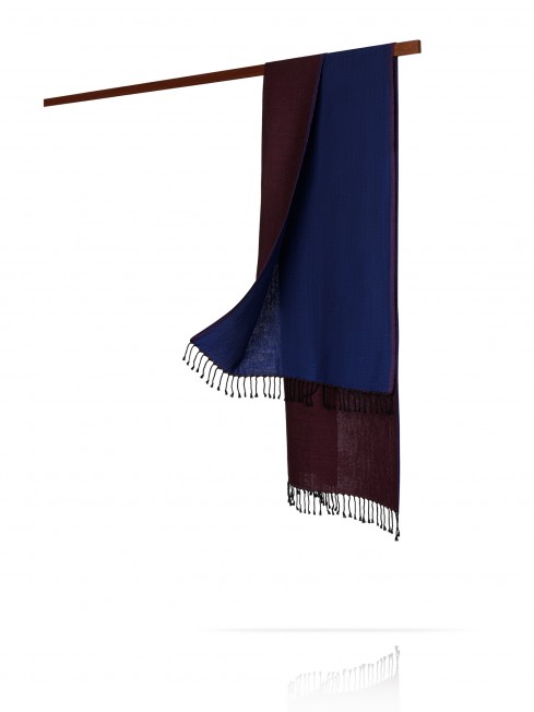 Палантин из двухсторонней объемной шерсти МОРСКОЕ ВИНО W230-PLAID/MARIN.WINE