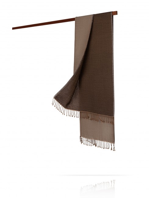 Палантин из двухсторонней объемной шерсти ТАИНСТВЕННЫЙ ЗАМОК W230-PLAID/MARON.BEIGE