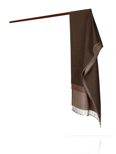 Палантин из двухсторонней объемной шерсти ТАИНСТВЕННЫЙ ЗАМОК W230-PLAID/MARON.BEIGE