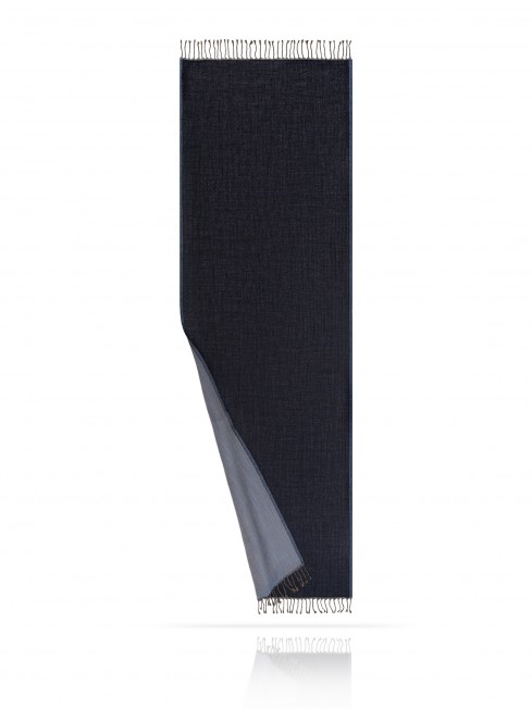 Палантин из двухсторонней объемной шерсти ОБЪЯТИЯ СЕВЕРА W230-PLAID/NAVY.SKY