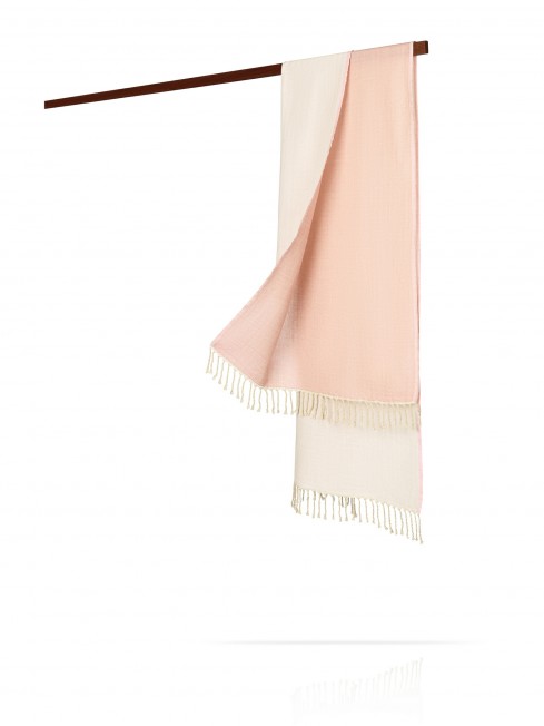 Палантин из двухсторонней объемной шерсти РОЗОВОЕ МОЛОКО W230-PLAID/PINK.NEUTRAL