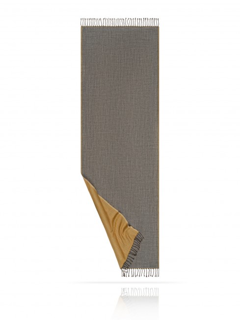 Палантин из двухсторонней объемной шерсти ПЕСЧАНЫЙ БЕРЕГ W230-PLAID/SAND.GREY