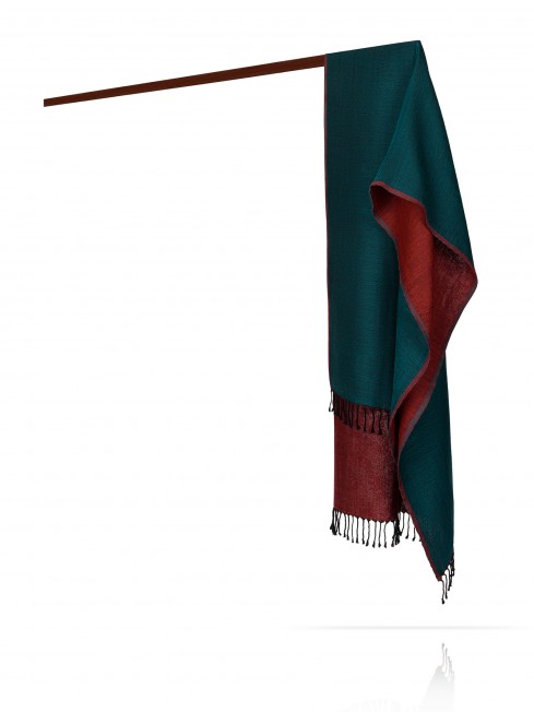 Палантин из двухсторонней объемной шерсти МАЯК ГАТВИЛЬ W230-PLAID/TEAL.ROUGE
