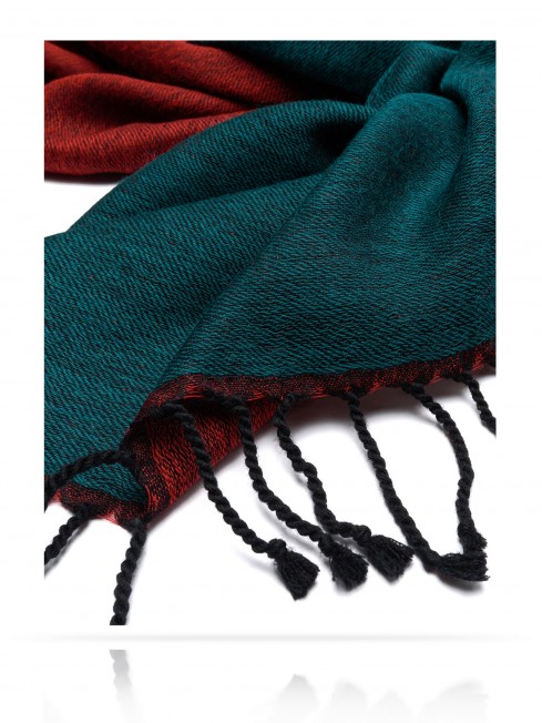 Палантин из двухсторонней объемной шерсти МАЯК ГАТВИЛЬ W230-PLAID/TEAL.ROUGE