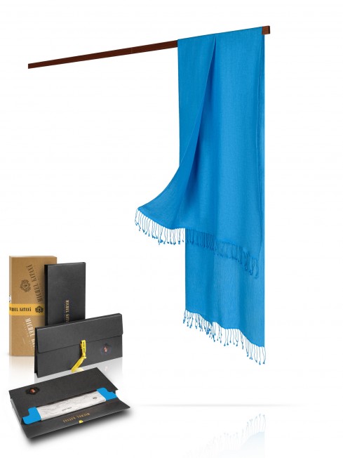 Мягчайший Палантин, кашемир и шелк в тандеме ЛАЗУРНОЕ НЕБО CASHSILK-5050/BLEU.MEDITERR