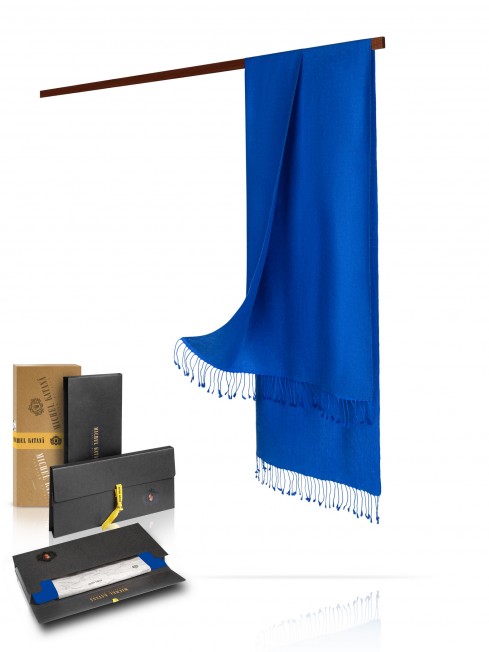 Мягчайший Палантин, кашемир и шелк в тандеме НЕБО САНТОРИНИ CASHSILK-5050/BLEU.PROFOND
