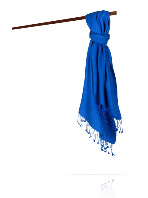 Мягчайший Палантин, кашемир и шелк в тандеме НЕБО САНТОРИНИ CASHSILK-5050/BLEU.PROFOND