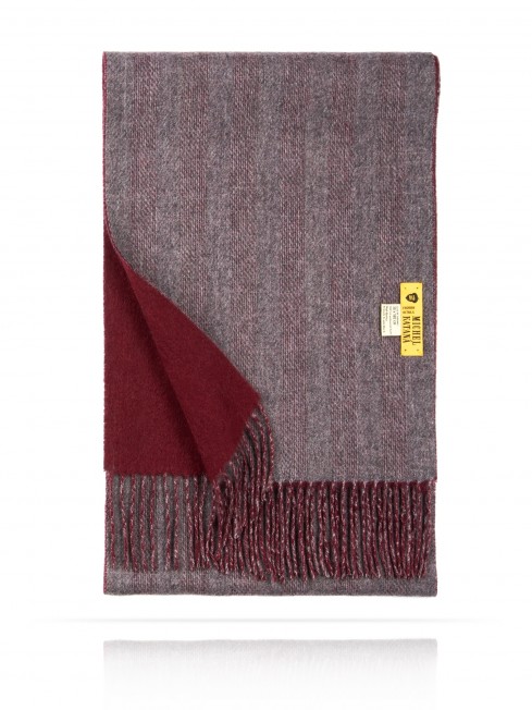 Длиный 2-х СТОРОННИЙ Шарф из мягчайшей шерсти Merinos (Twill) ПУРПУР-РОСКОШЬ F2HBs.W170_STRIP-19A/BORD.G
