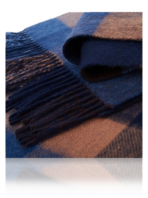 Длиный Шарф из мягчайшей шерсти Merinos (Herringbone) АКВАМАРИН И КАШТАН F2HsQ.W170_GZ-548B/N.BLEU