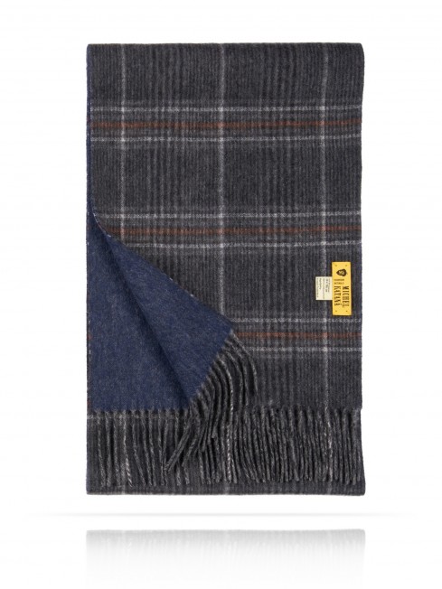 Длиный 2-х СТОРОННИЙ Шарф из мягчайшей шерсти Merinos (Twill) ШАХМАТНОЕ- МЕЛОДИЧНОЕ F2TQ.W170_GZ-768/PLAS.SUR.N