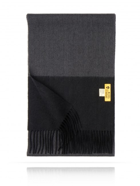 Длиный Шарф из мягчайшей шерсти Merinos (Herringbone) ЭЛЛЕГИЯ В КОРИЧНЕВОМ НА СЕРОМ FHb.W130_T-RZ-22A/BRUN