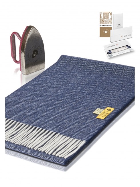 Длиный Шарф из мягчайшей шерсти Merinos (Herringbone) СИНЯЯ КРОВЬ FHb.W130_T-RZ-5B/SERA