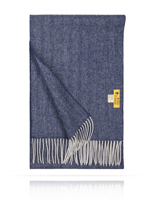 Длиный Шарф из мягчайшей шерсти Merinos (Herringbone) СИНЯЯ КРОВЬ FHb.W130_T-RZ-5B/SERA