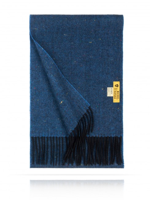 Длиный Шарф из мягчайшей шерсти Merinos (Herringbone) СИНИЙ ЭДИНБУРГА FHs.W120_VL-2271-22/BLUE
