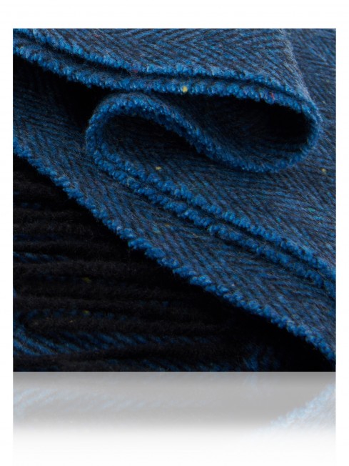 Длиный Шарф из мягчайшей шерсти Merinos (Herringbone) СИНИЙ ЭДИНБУРГА FHs.W120_VL-2271-22/BLUE