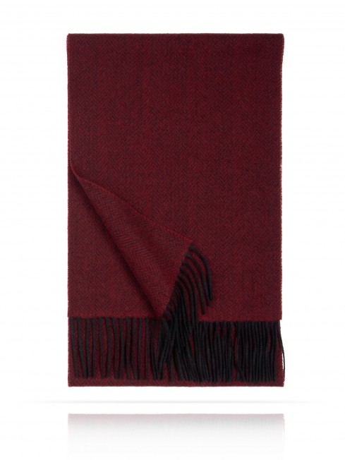 Длиный Шарф из мягчайшей шерсти Merinos (Herringbone) РУБИНОВЫЙ ИНКАНТУС FHs.W130_T-RZ-1B/BORD