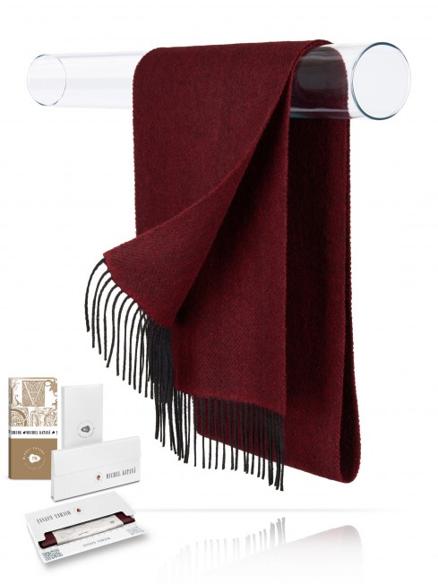Длиный Шарф из мягчайшей шерсти Merinos (Herringbone) ВИННО-ОБАЯНИЕ FHs.W130_T-RZ-20A/ROSU