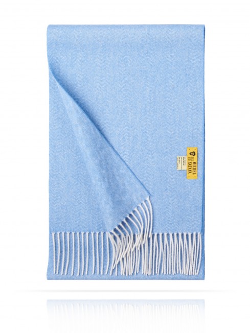 Длиный Шарф из мягчайшей шерсти Merinos (Herringbone) ЛАЗУР-ВЕТЕР FHs.W130_T-RZ-29A/AZUR
