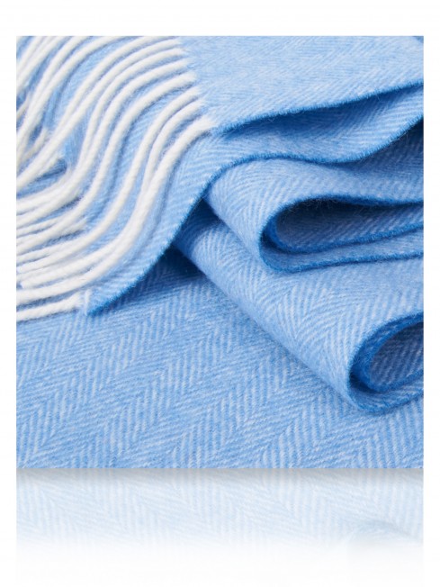 Длиный Шарф из мягчайшей шерсти Merinos (Herringbone) ЛАЗУР-ВЕТЕР FHs.W130_T-RZ-29A/AZUR