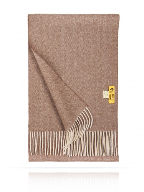 Длиный Шарф из мягчайшей шерсти Merinos (Herringbone) КОФЕ-МИСТ FHs.W130_T-RZ-29C/COCO