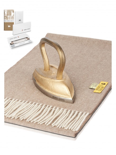 Длиный Шарф из мягчайшей шерсти Merinos (Herringbone) ЛАТТЕ-С-БЕЛЫМ FHs.W130_T-RZ-29D/LATE