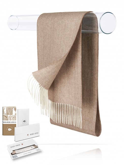 Длиный Шарф из мягчайшей шерсти Merinos (Herringbone) ЛАТТЕ-С-БЕЛЫМ FHs.W130_T-RZ-29D/LATE