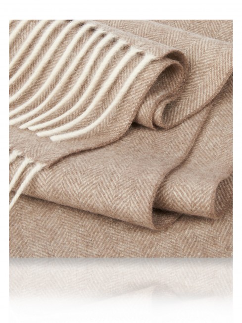 Длиный Шарф из мягчайшей шерсти Merinos (Herringbone) ЛАТТЕ-С-БЕЛЫМ FHs.W130_T-RZ-29D/LATE