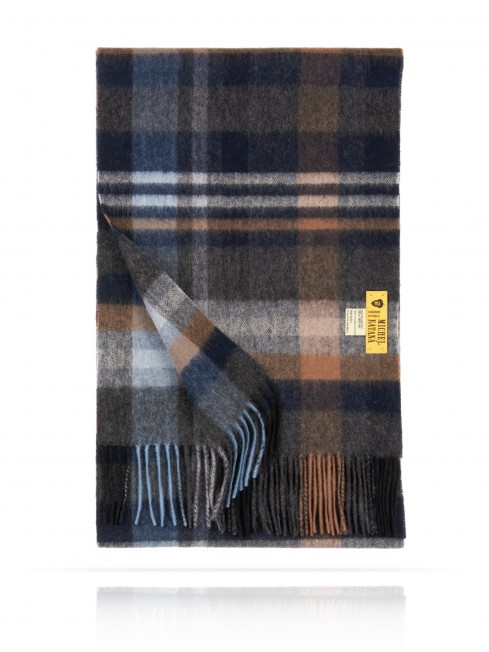Длиный Шарф из мягчайшей шерсти Merinos (Herringbone) БИРЮЗОВЫЙ-В-ЗАКАТ FHsQ.W130_GZ-651/NUG