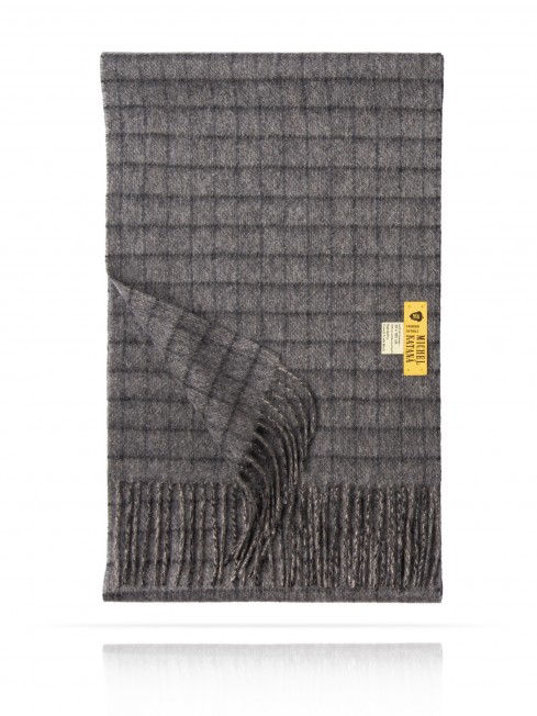 Длиный Шарф из мягчайшей шерсти Merinos (Twill) ГРАФИТ-СИМЕТРИК FTD.W125_GZ-425B/PLAS.BL