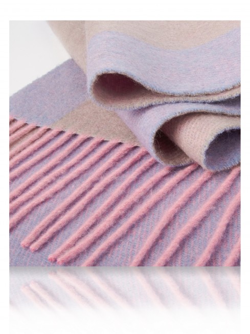 Длиный 2-х СТОРОННИЙ Шарф из мягчайшей шерсти Merinos (Twill) ВЕСЕННИЙ ЗАКАТ FTL.W130_NST-4A/ROSE.SUR