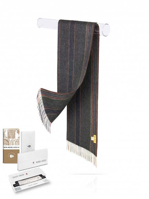 Длиный Шарф из мягчайшей шерсти Merinos (Twill) ПОРТАТИВ ХРОМАТИК FTL.W130_STRIP-52A/TERACH